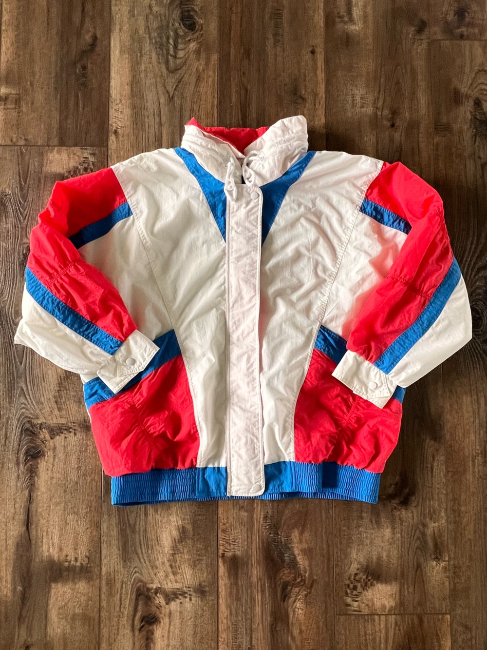 Vintage London Fog Windbreaker Jacket Bomber SIZE XL Red White & Blue